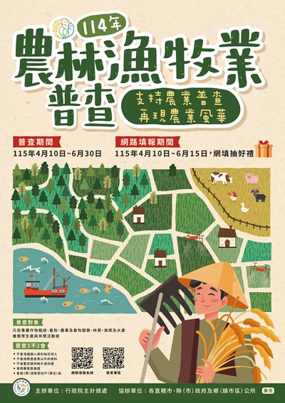 114年農林漁牧業普查開始囉海報